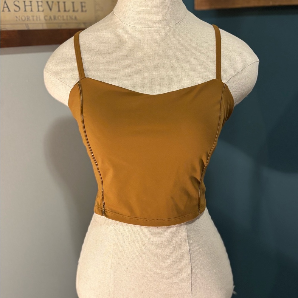 JoyLab Mustard Spaghetti Strap Cropped Tank